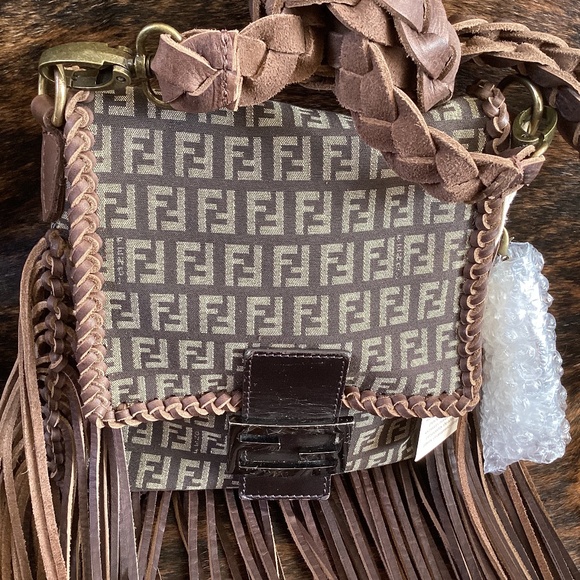 Authentic Fendi Vintage Boho Bags Revamped Chocolate Fringe Crossbody Handbag